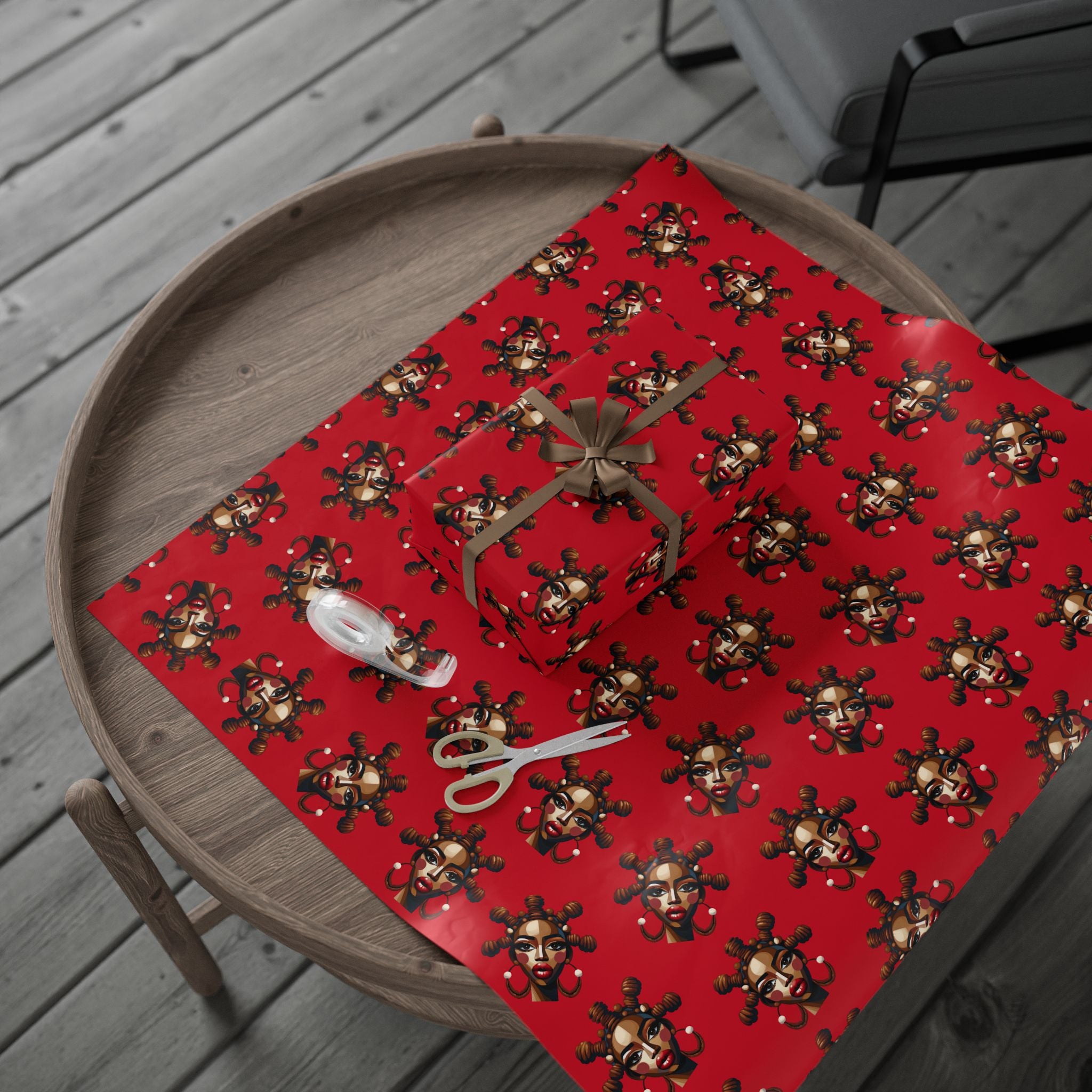 'Bantu' Red Gift Wrapping Paper Roll