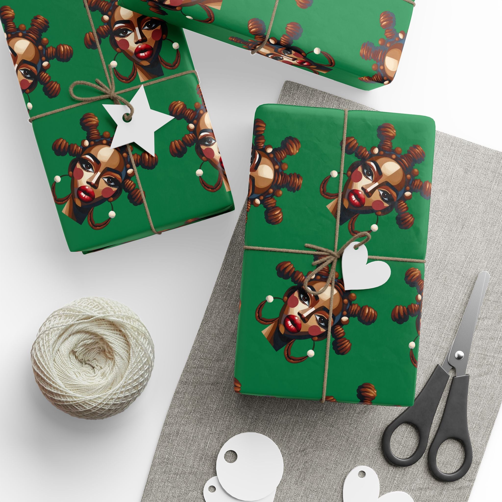 'Bantu' Green Gift Wrapping Paper Roll