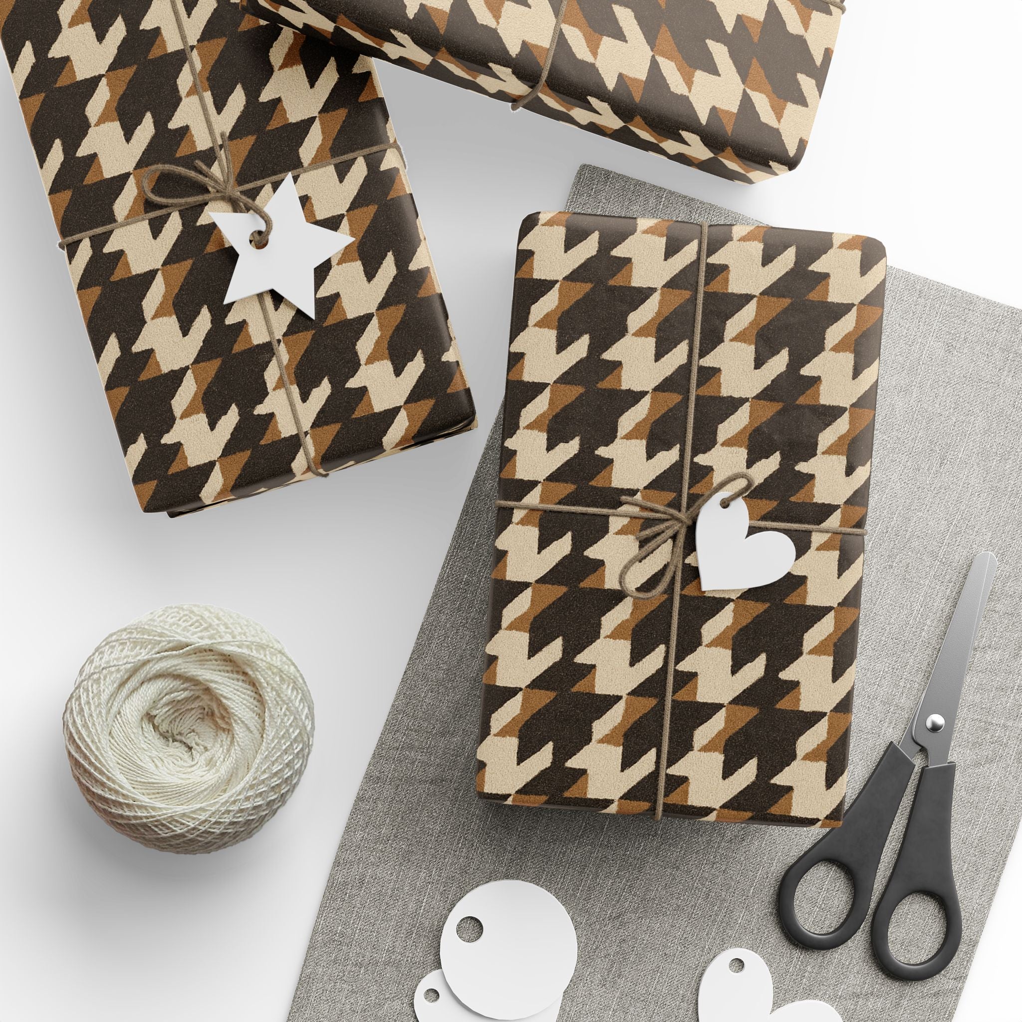 Houndstooth Pattern -Brown Wrapping Paper