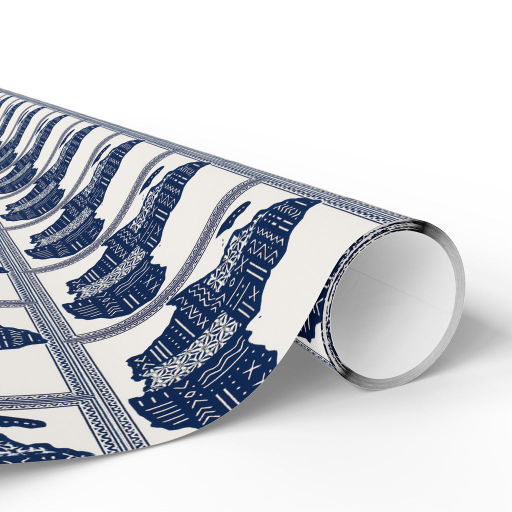 Africa Blue Printed Wrapping Paper