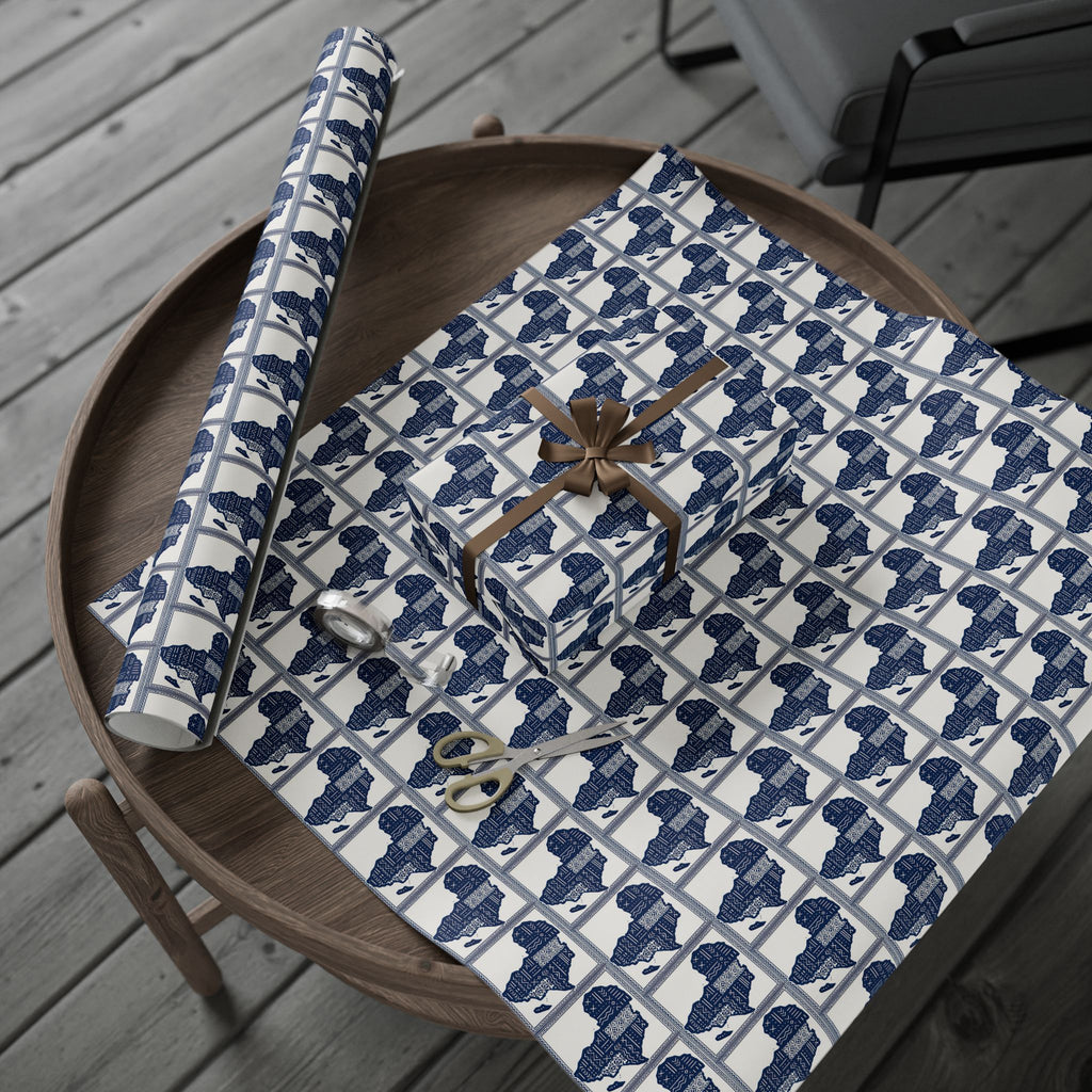 Africa Blue Printed Wrapping Paper