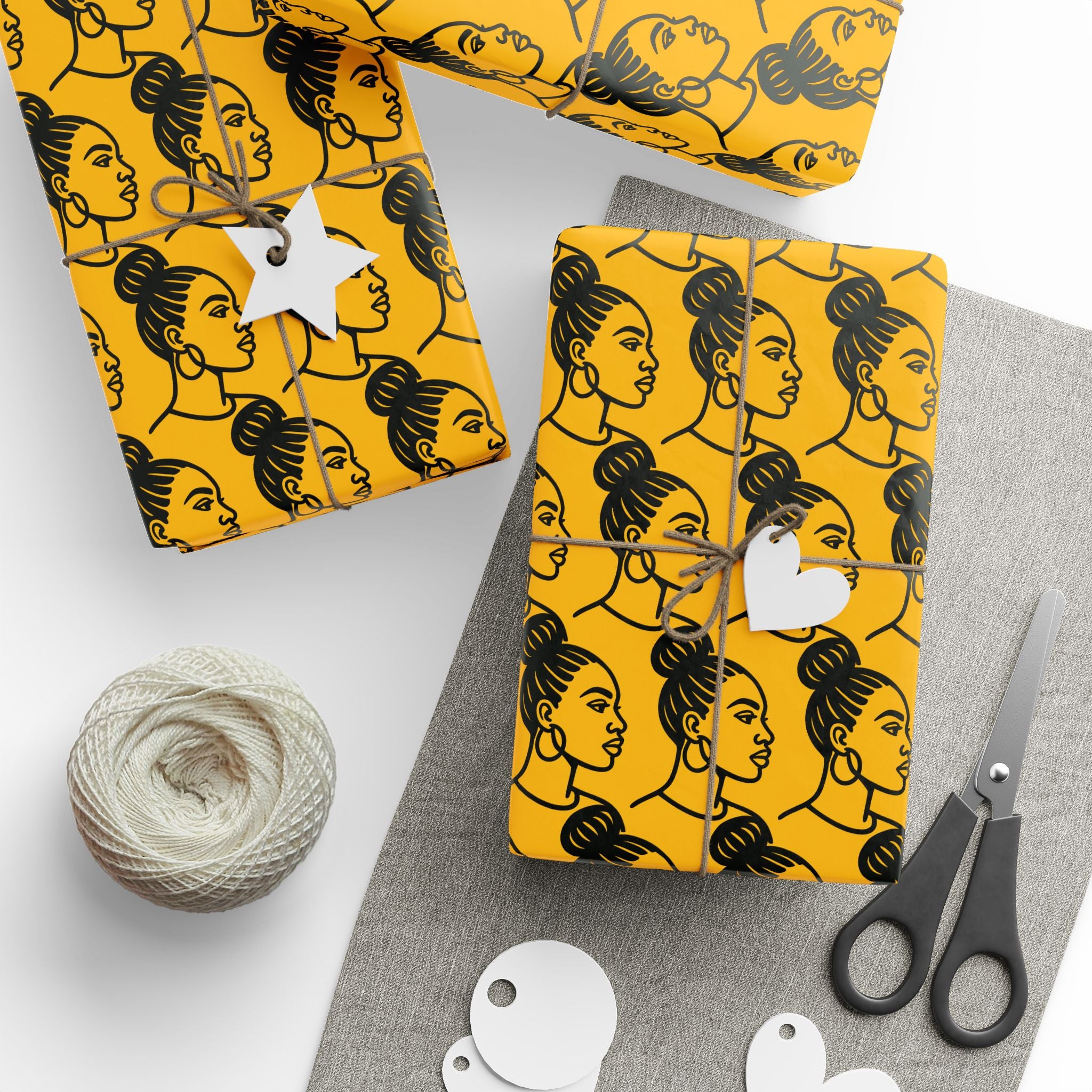 'High Bun' Yellow Wrapping Paper
