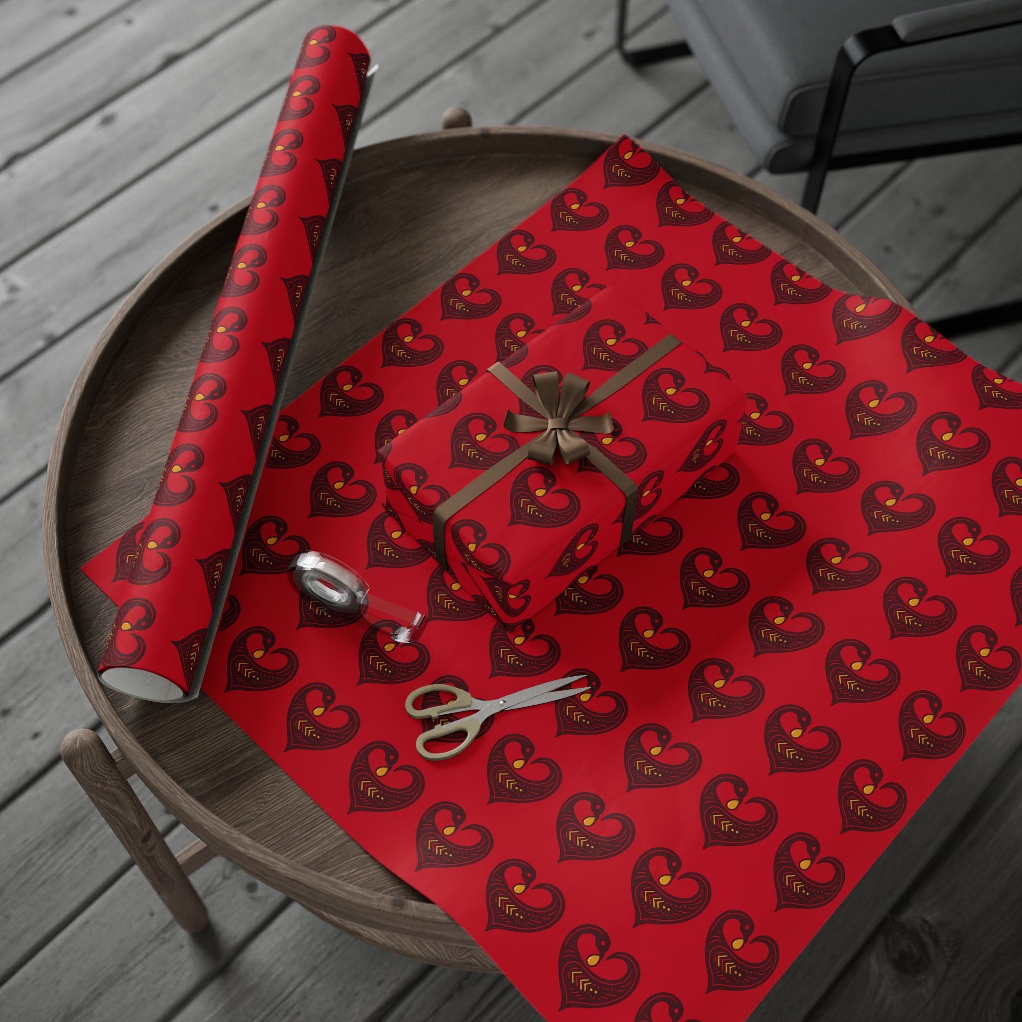 Adinkra Red Sankofa Heart Wrapping Paper
