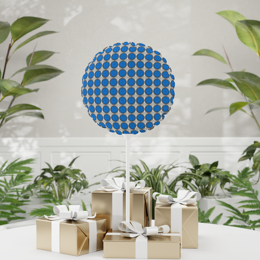 11" (Round) Decorative Balloon — Blue/White Circle Pattern