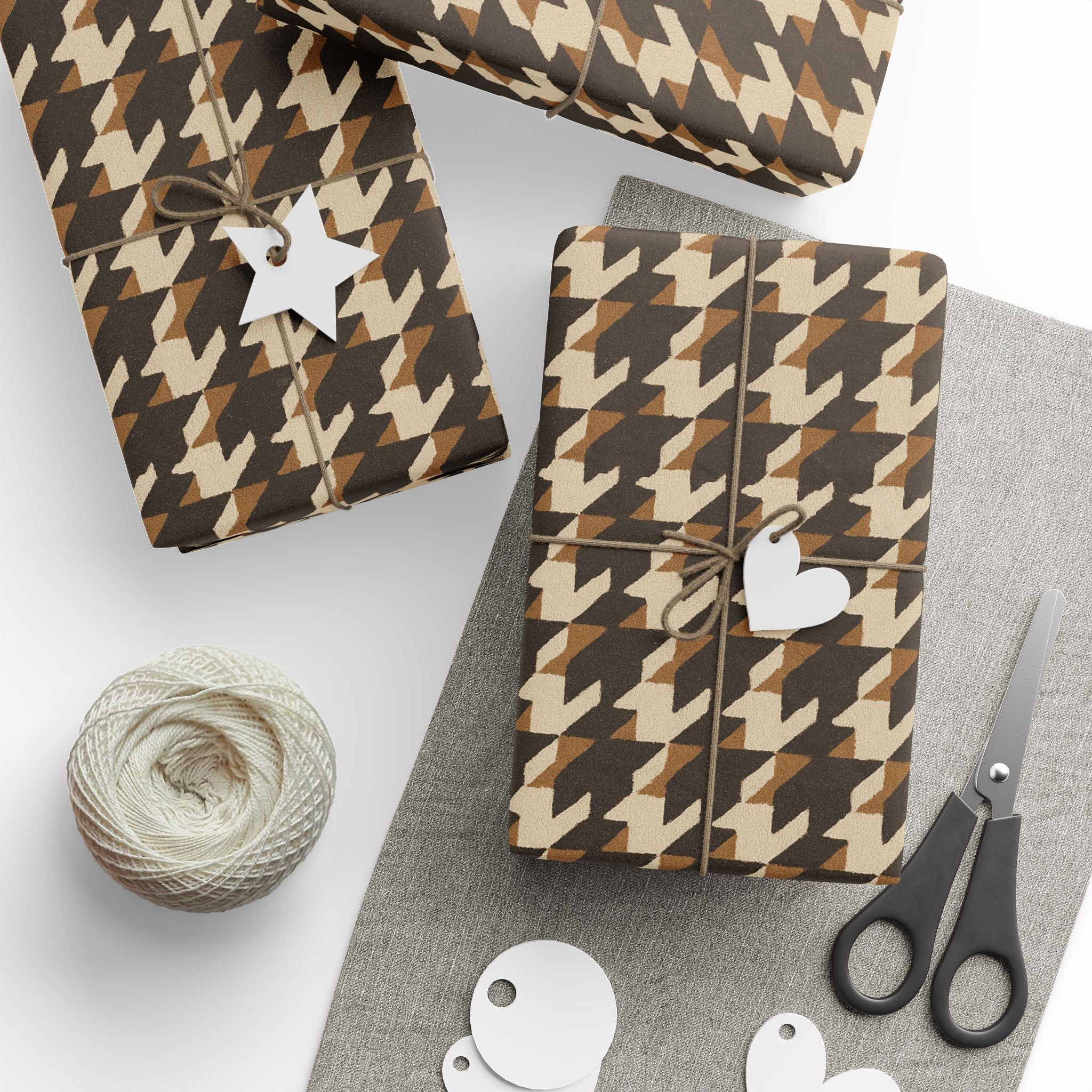 Houndstooth Pattern -Brown Wrapping Paper
