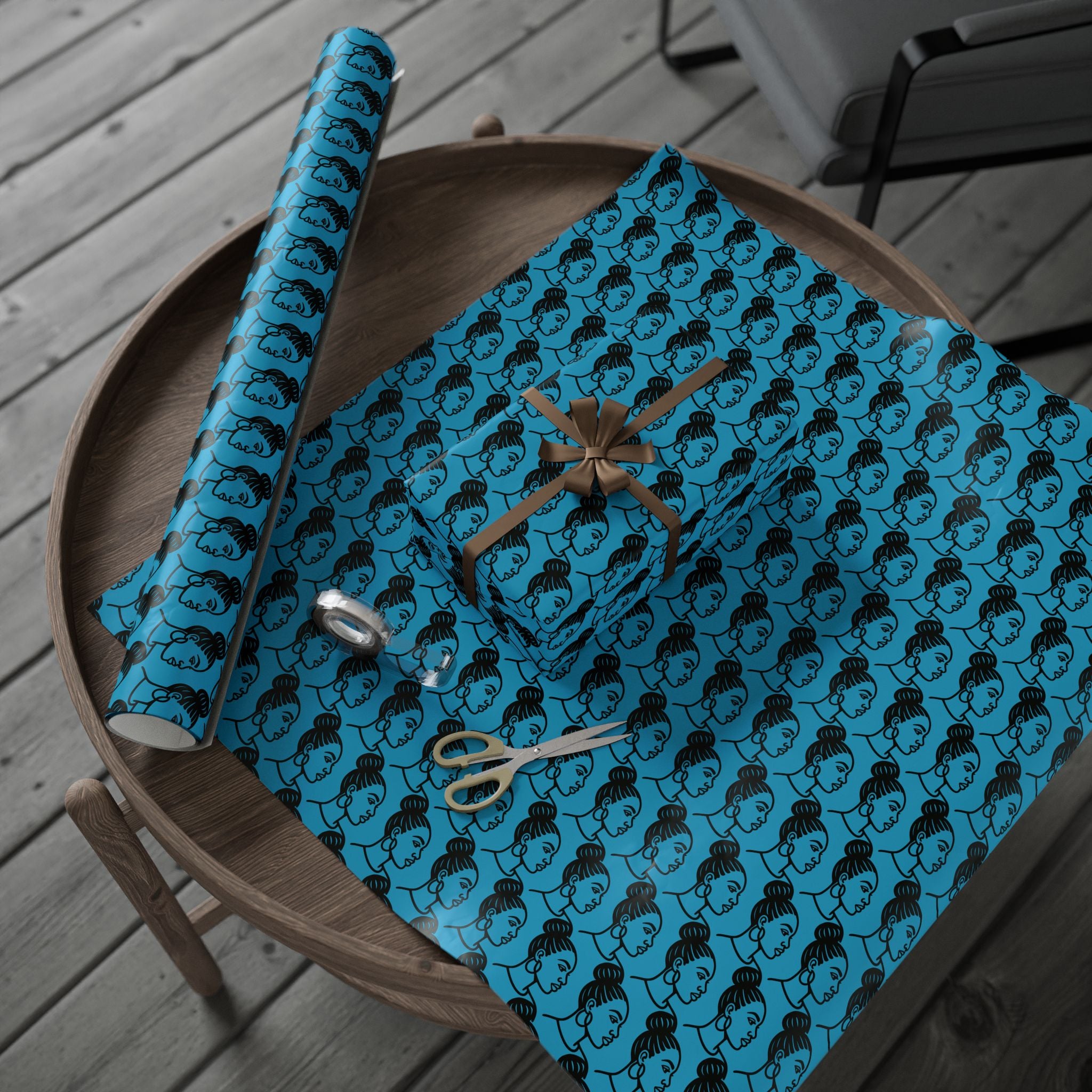 'High Bun' Blue Wrapping Paper
