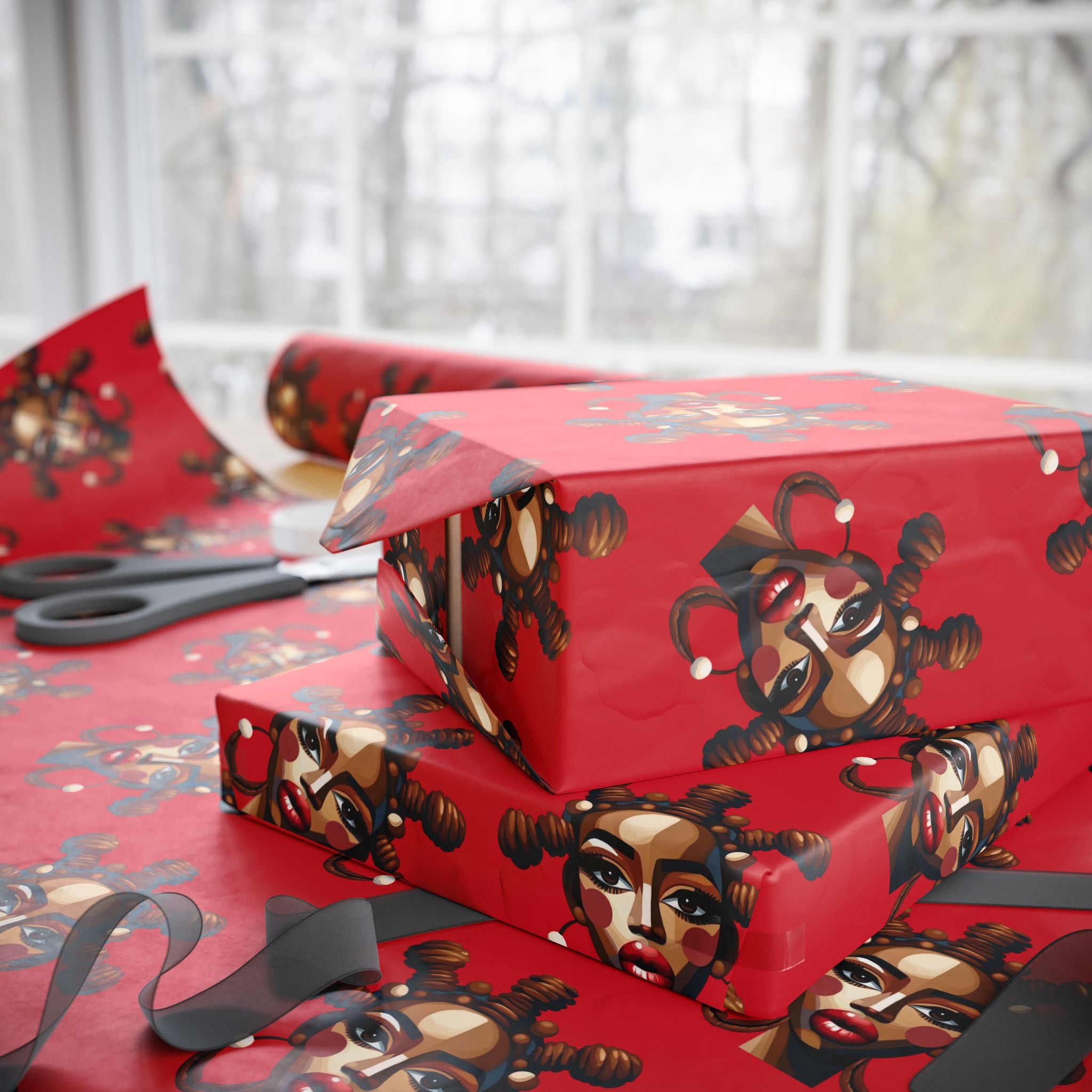 'Bantu' Red Gift Wrapping Paper Roll