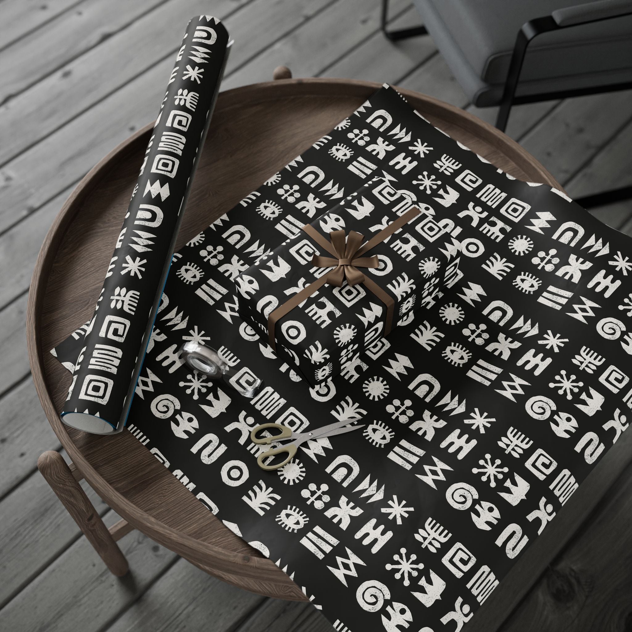 Adinkra Black & White Unique Wrapping Paper