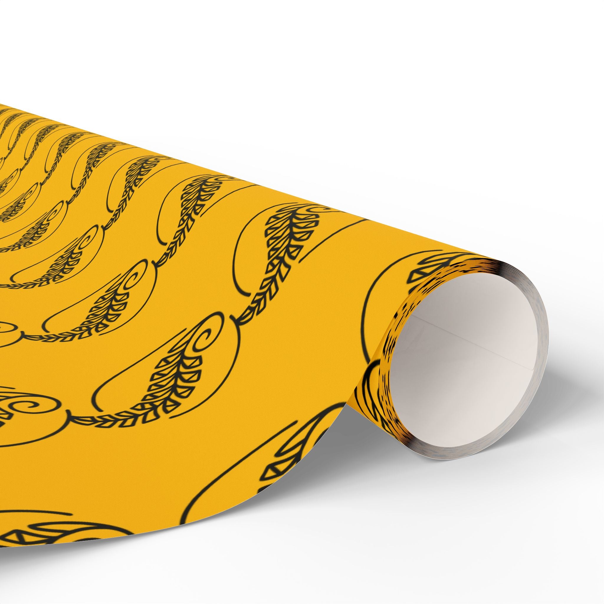 Adinkra Yellow Fern Wrapping Paper