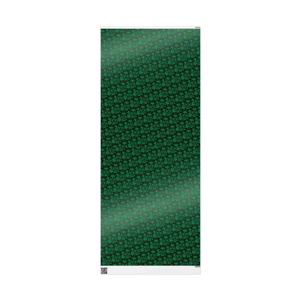 Bantu Crown - Green -Wrapping Paper, Holiday Gift Wrap