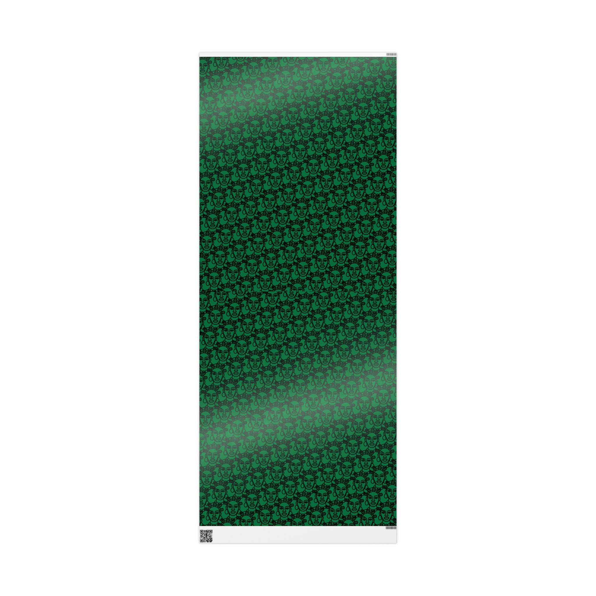 Bantu Crown - Green -Wrapping Paper, Holiday Gift Wrap
