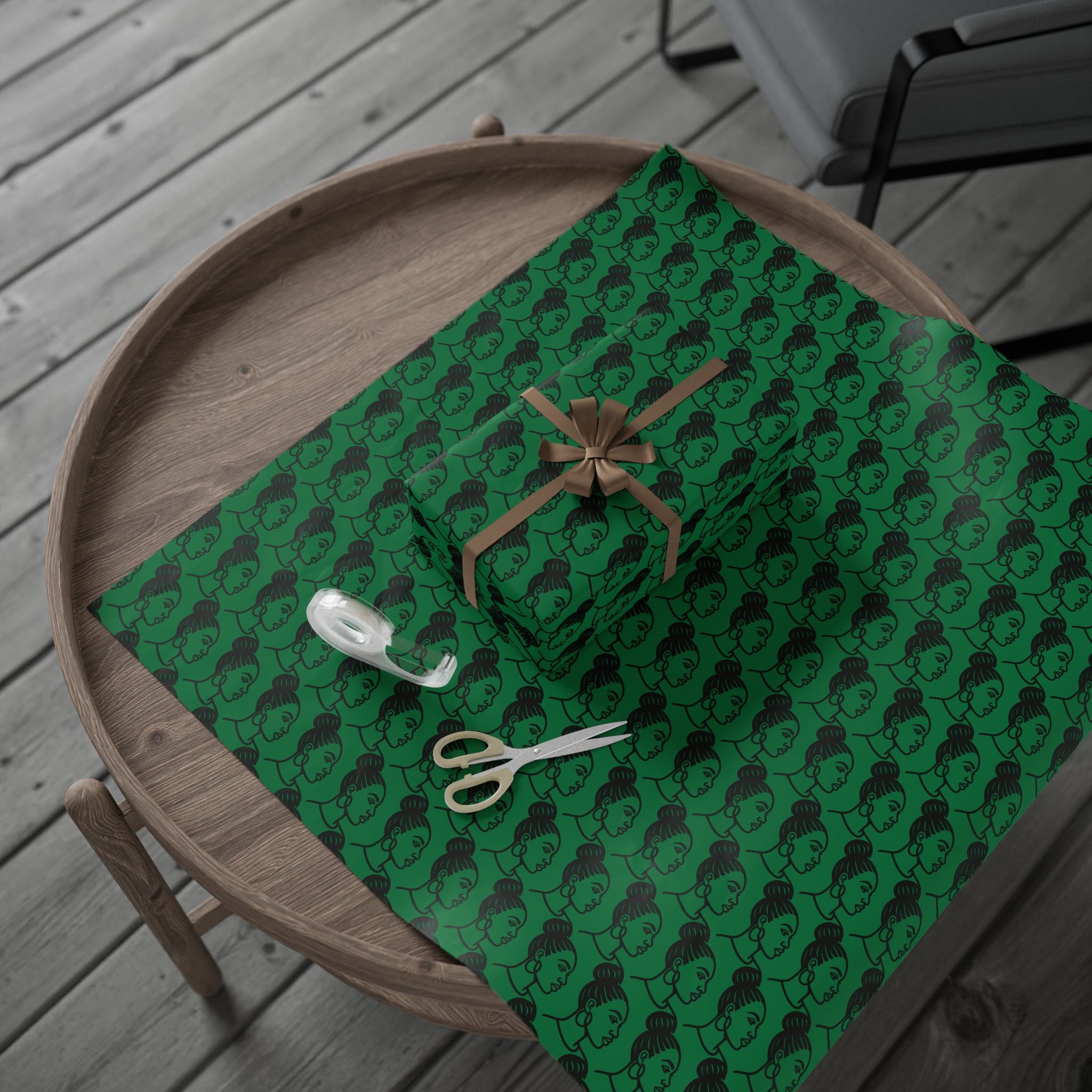 'High Bun' Green Wrapping Paper