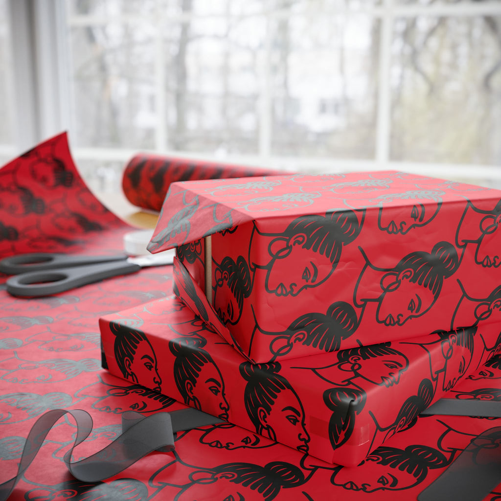 'High Bun' Red Wrapping Paper