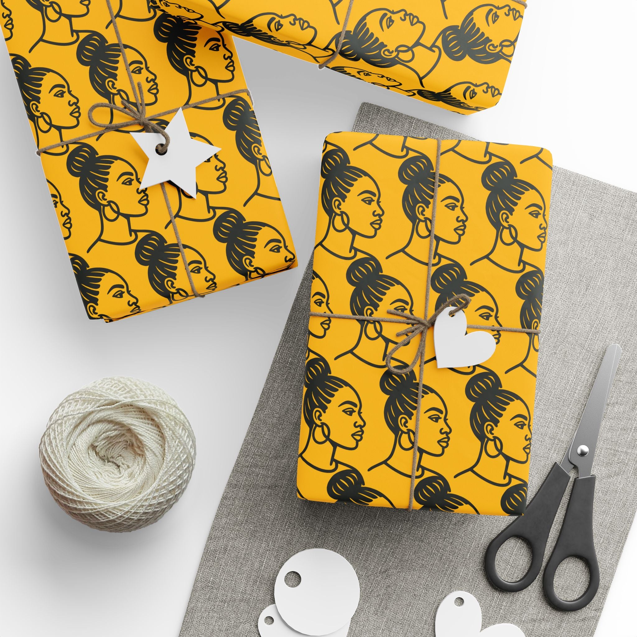 'High Bun' Yellow Wrapping Paper