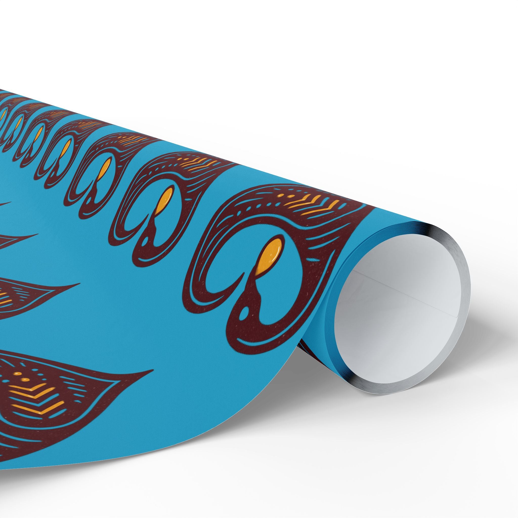 Adinkra Teal Sankofa Heart Wrapping Paper