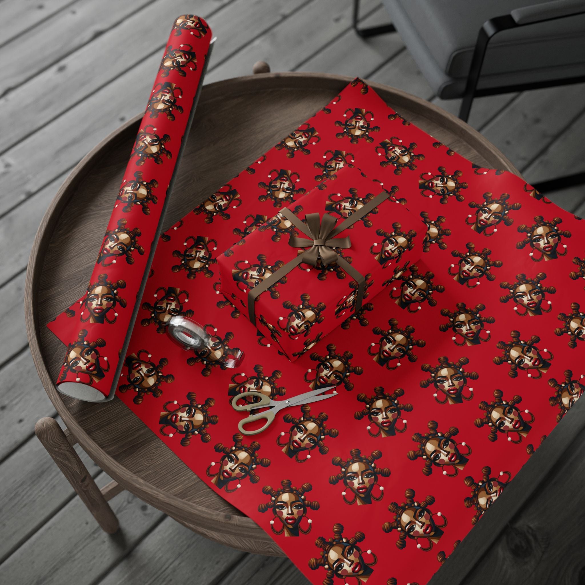'Bantu' Red Gift Wrapping Paper Roll