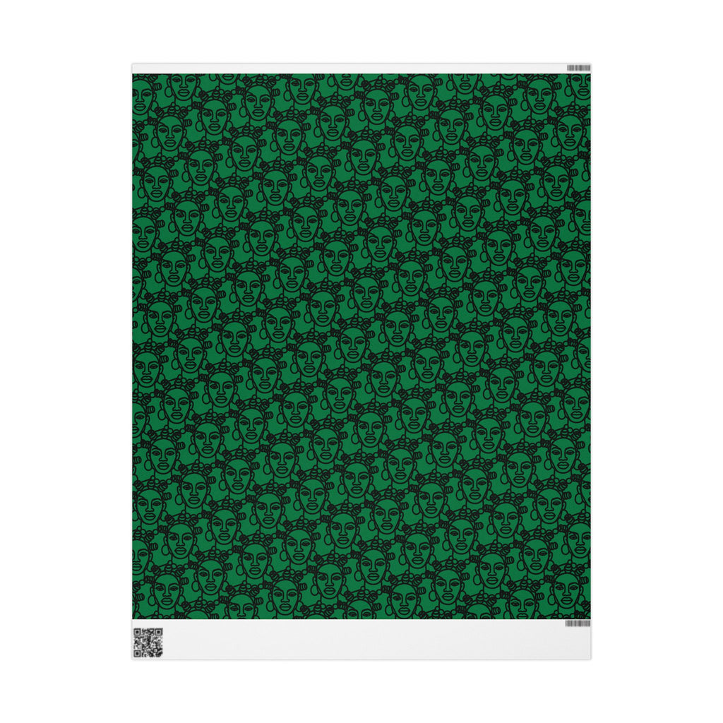 Bantu Crown - Green -Wrapping Paper, Holiday Gift Wrap