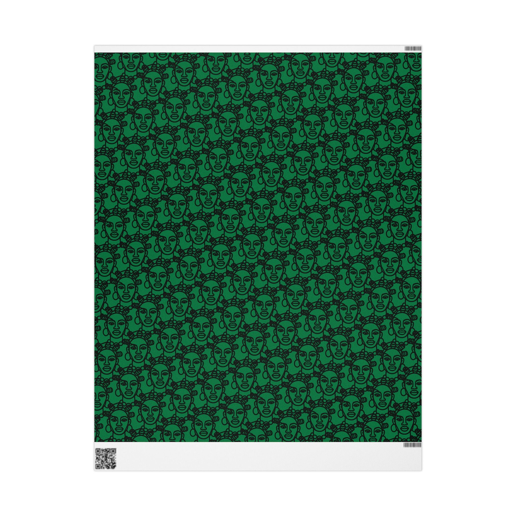 Bantu Crown - Green -Wrapping Paper, Holiday Gift Wrap