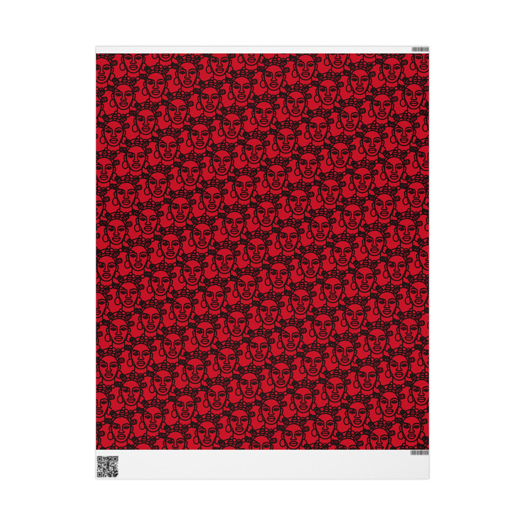 Bantu Crown - Red -Wrapping Paper, Holiday Gift Wrap