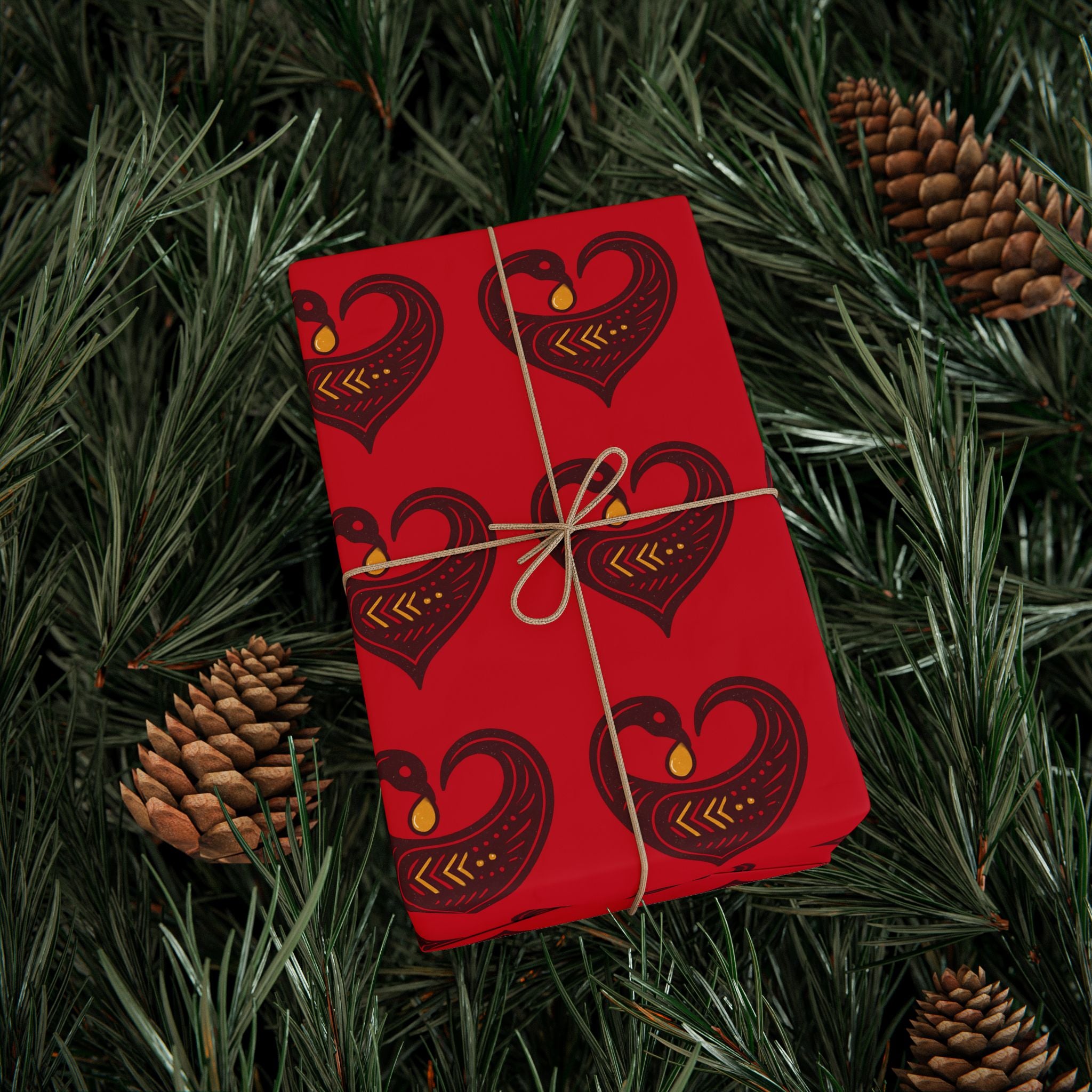Adinkra Red Sankofa Heart Wrapping Paper