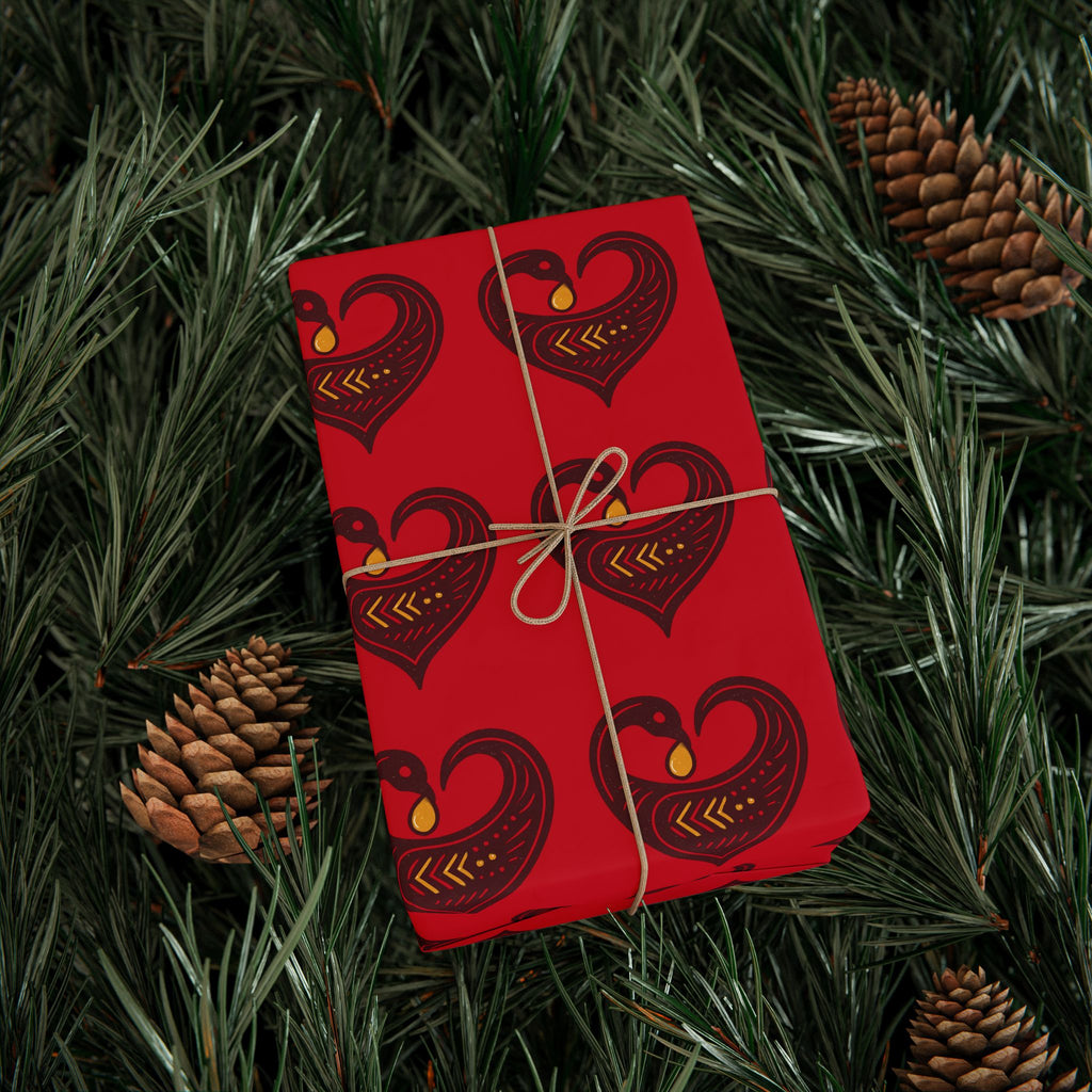 Adinkra Red Sankofa Heart Wrapping Paper