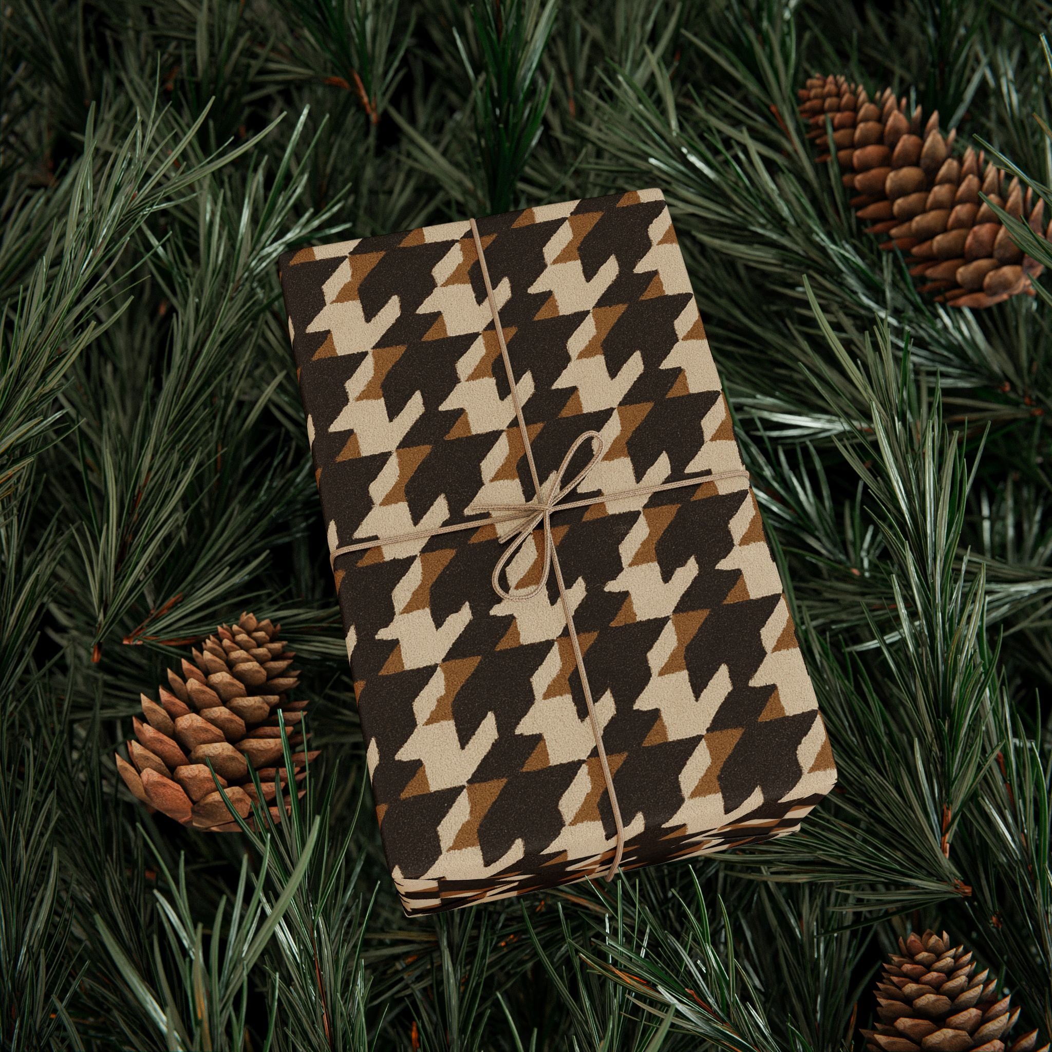 Houndstooth Pattern -Brown Wrapping Paper