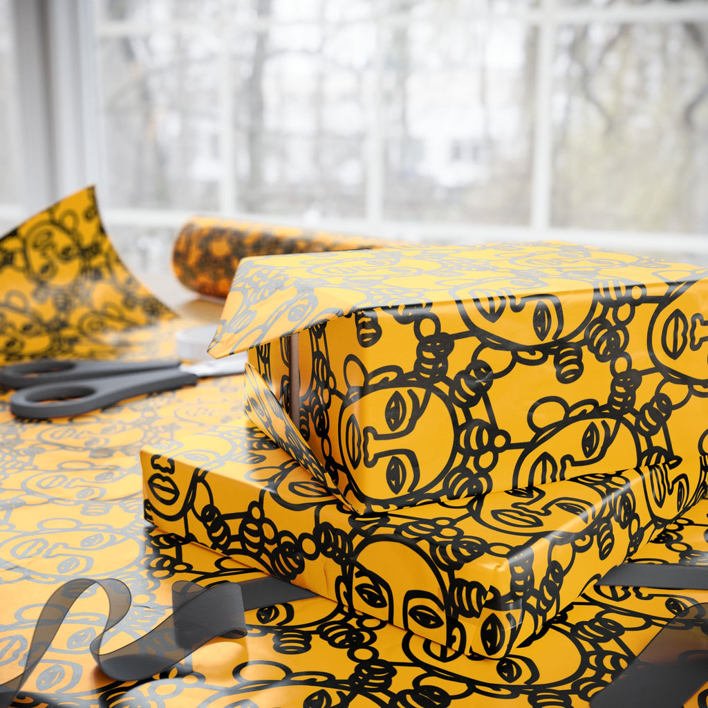 Bantu Crown - Yellow -Wrapping Paper, Holiday Gift Wrap