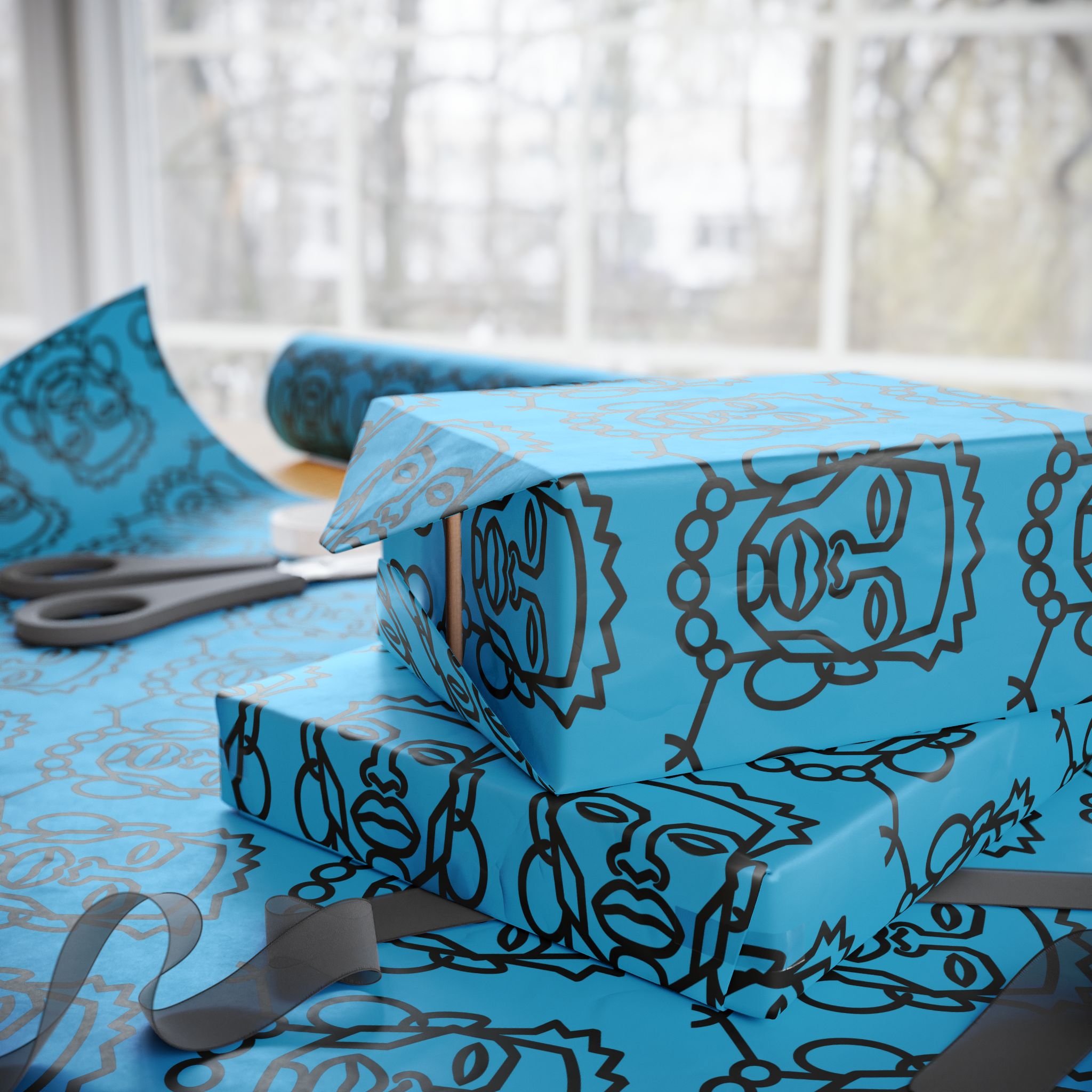 'He is Him' Teal Wrapping Paper, Holiday Gift Wrap