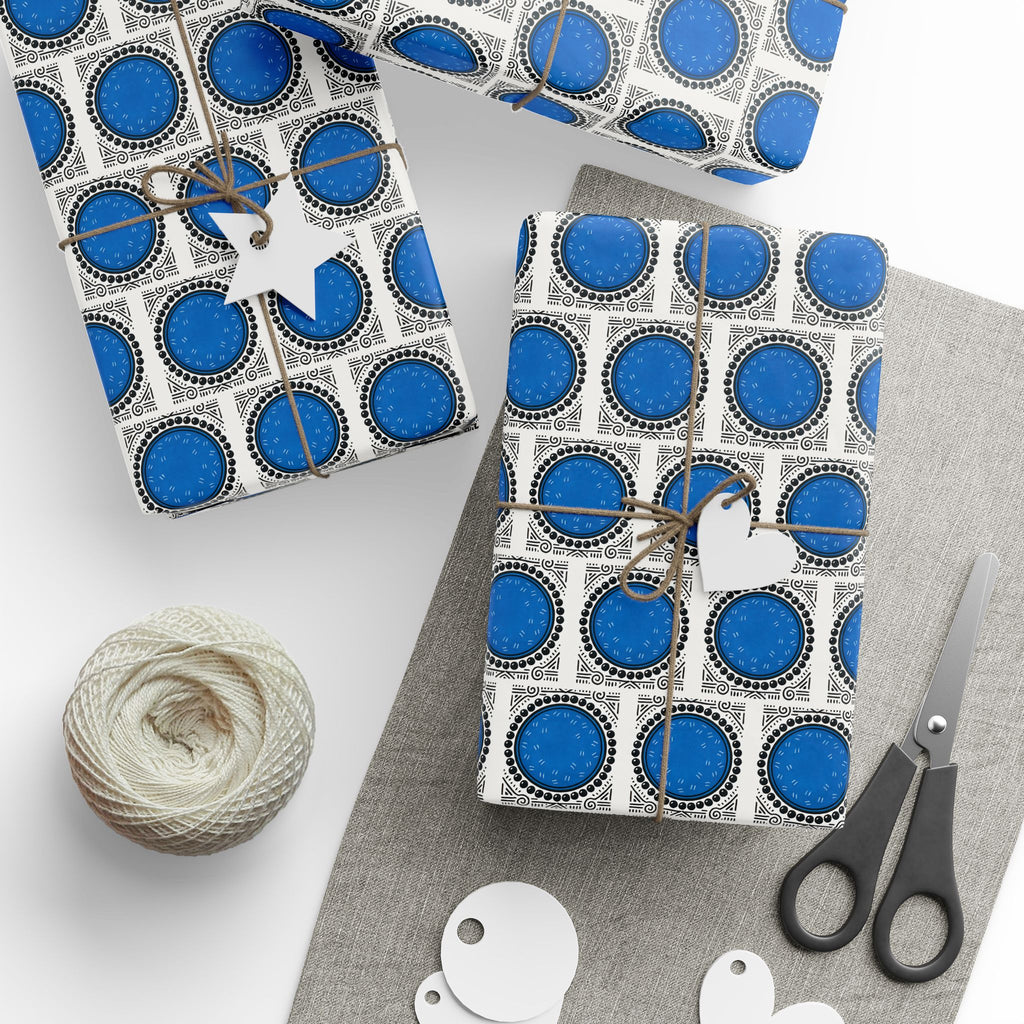 Blue Dot Printed Wrapping Paper