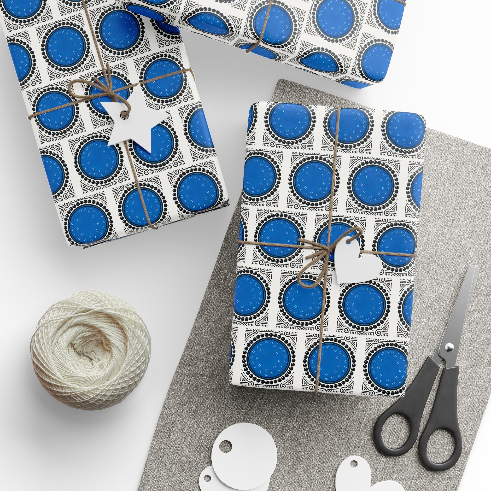 Blue Dot Printed Wrapping Paper
