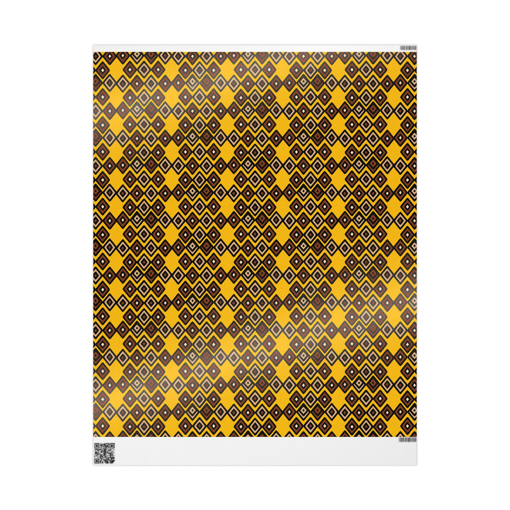 Diamond Pattern Retro Brown/Yellow Wrapping Paper
