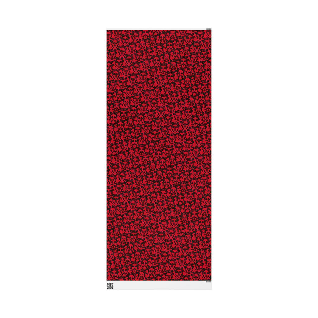 Bantu Crown - Red -Wrapping Paper, Holiday Gift Wrap