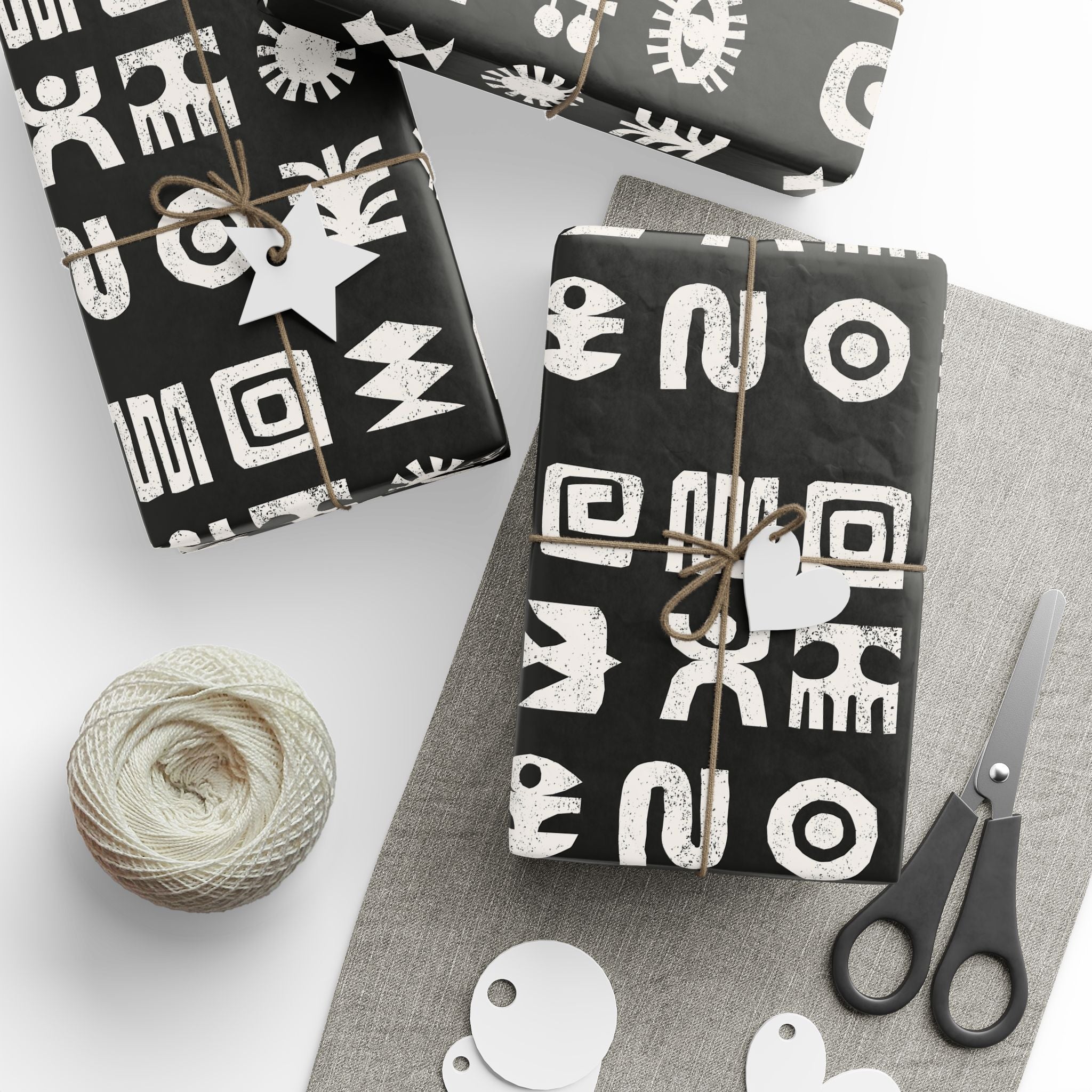 Adinkra Black & White Unique Wrapping Paper