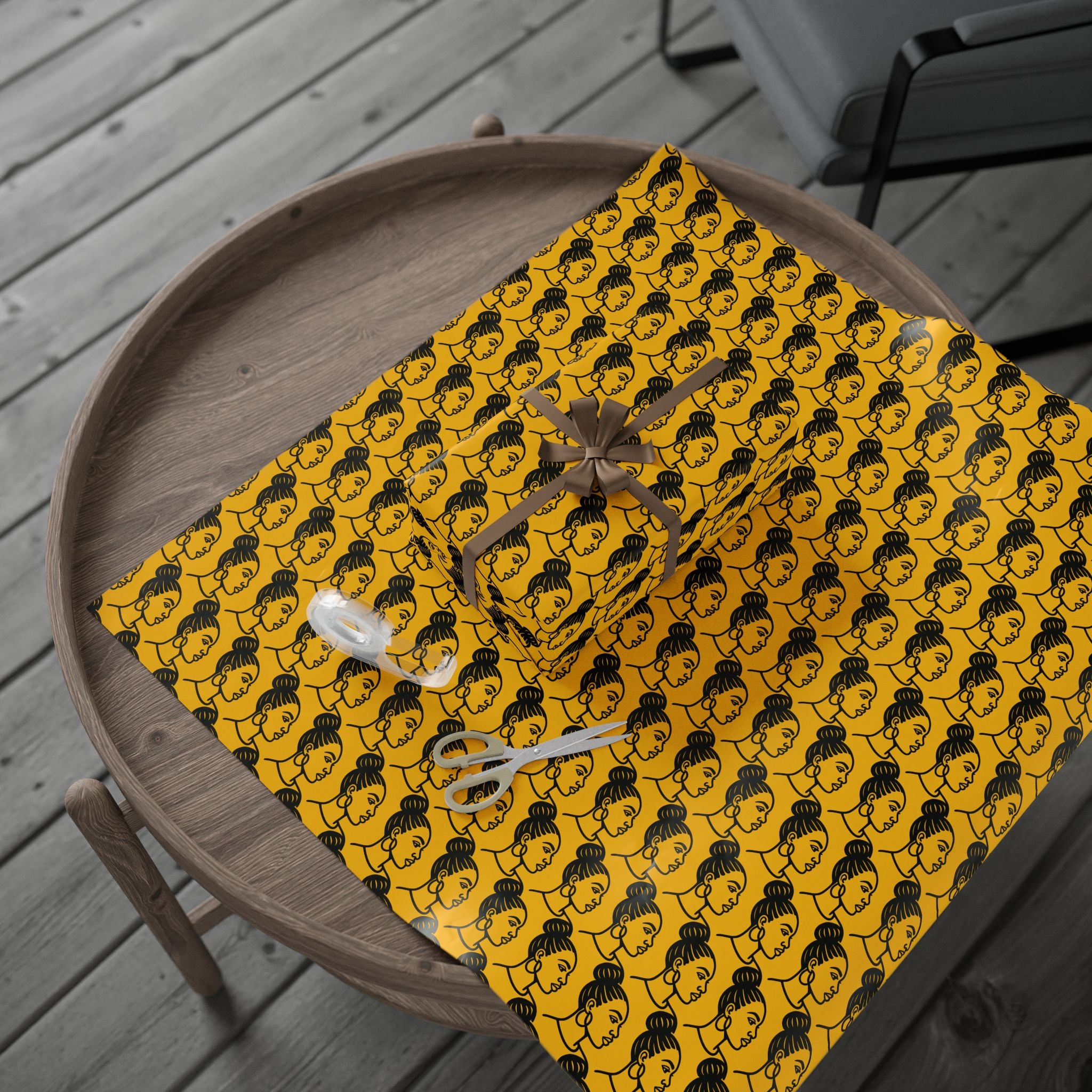 'High Bun' Yellow Wrapping Paper