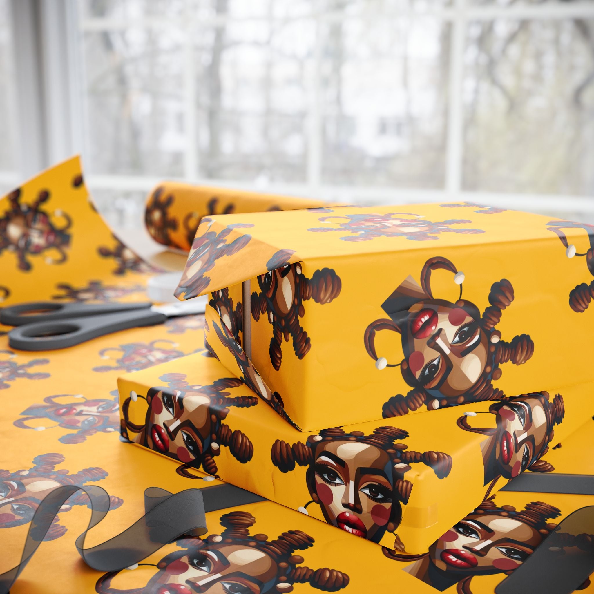 'Bantu' Yellow Gift Wrapping Paper Roll