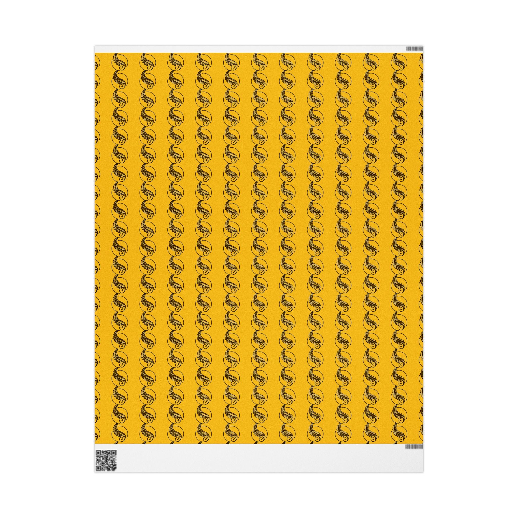 Adinkra Yellow Fern Wrapping Paper