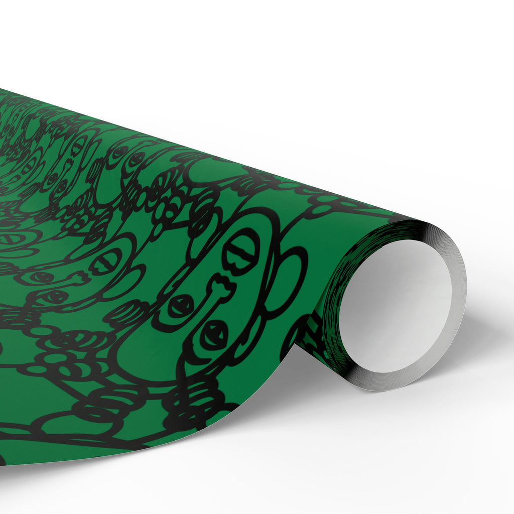 Bantu Crown - Green -Wrapping Paper, Holiday Gift Wrap
