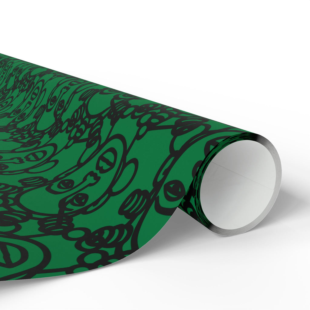 Bantu Crown - Green -Wrapping Paper, Holiday Gift Wrap