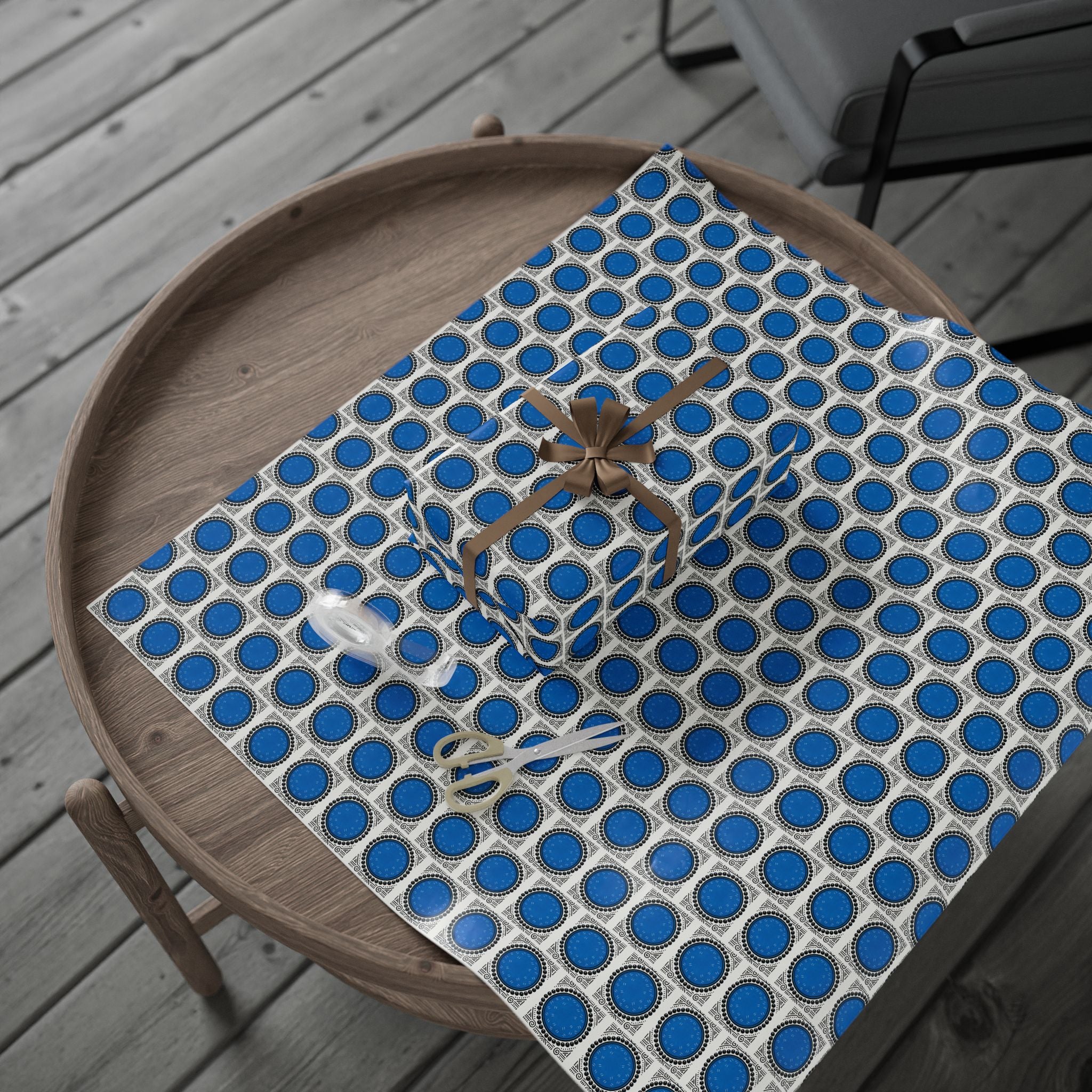 Blue Dot Printed Wrapping Paper