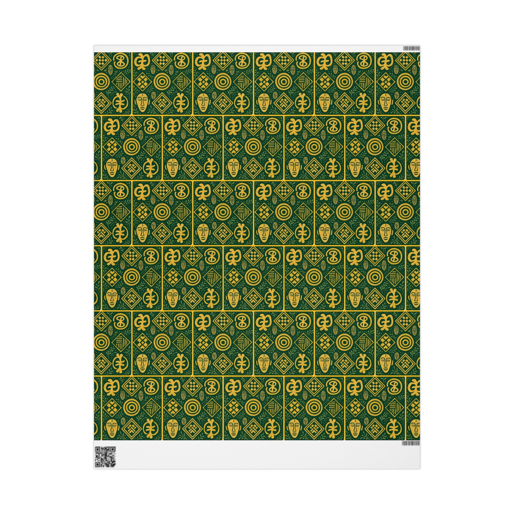 Green and Gold Adinkra Printed Wrapping Paper