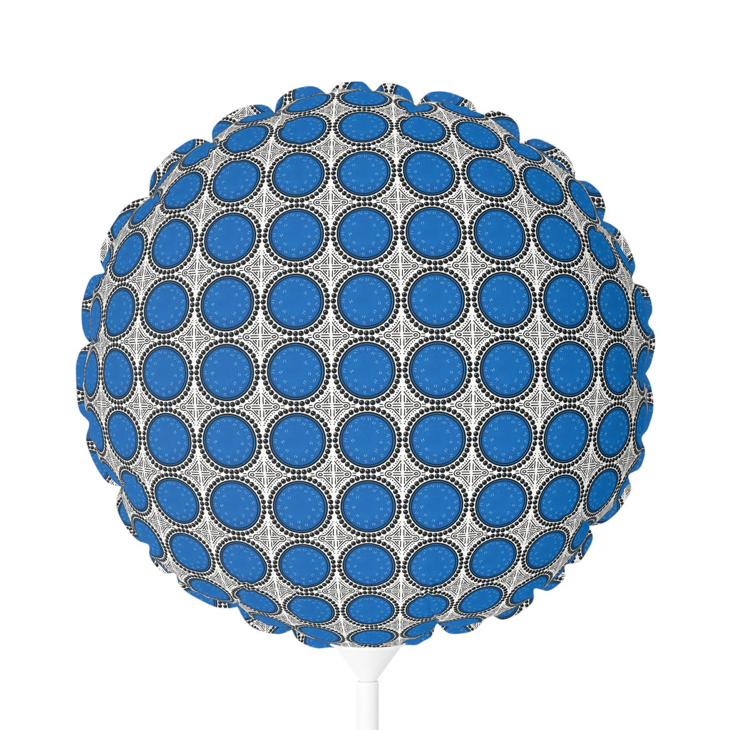 11" (Round) Decorative Balloon — Blue/White Circle Pattern