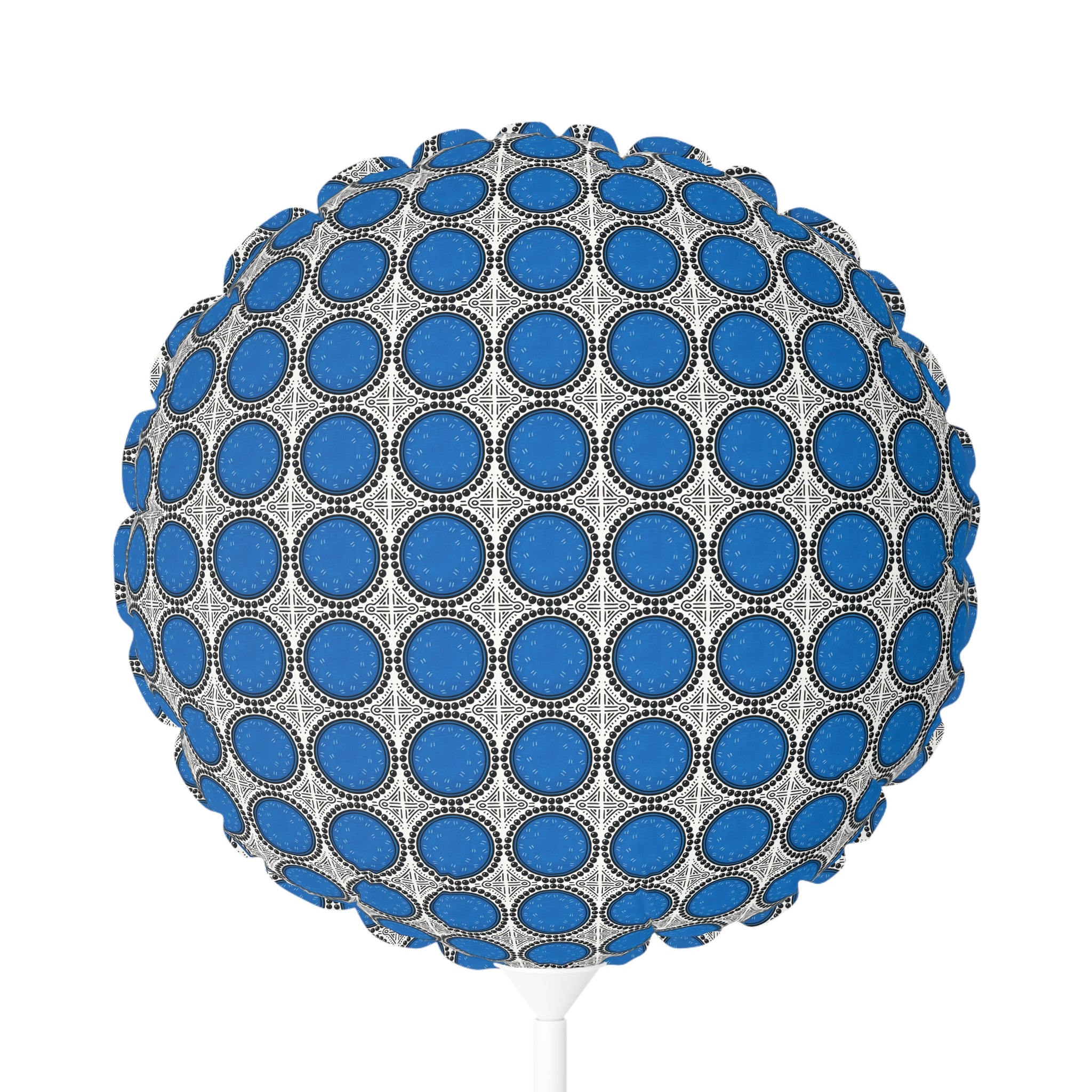 11" (Round) Decorative Balloon — Blue/White Circle Pattern