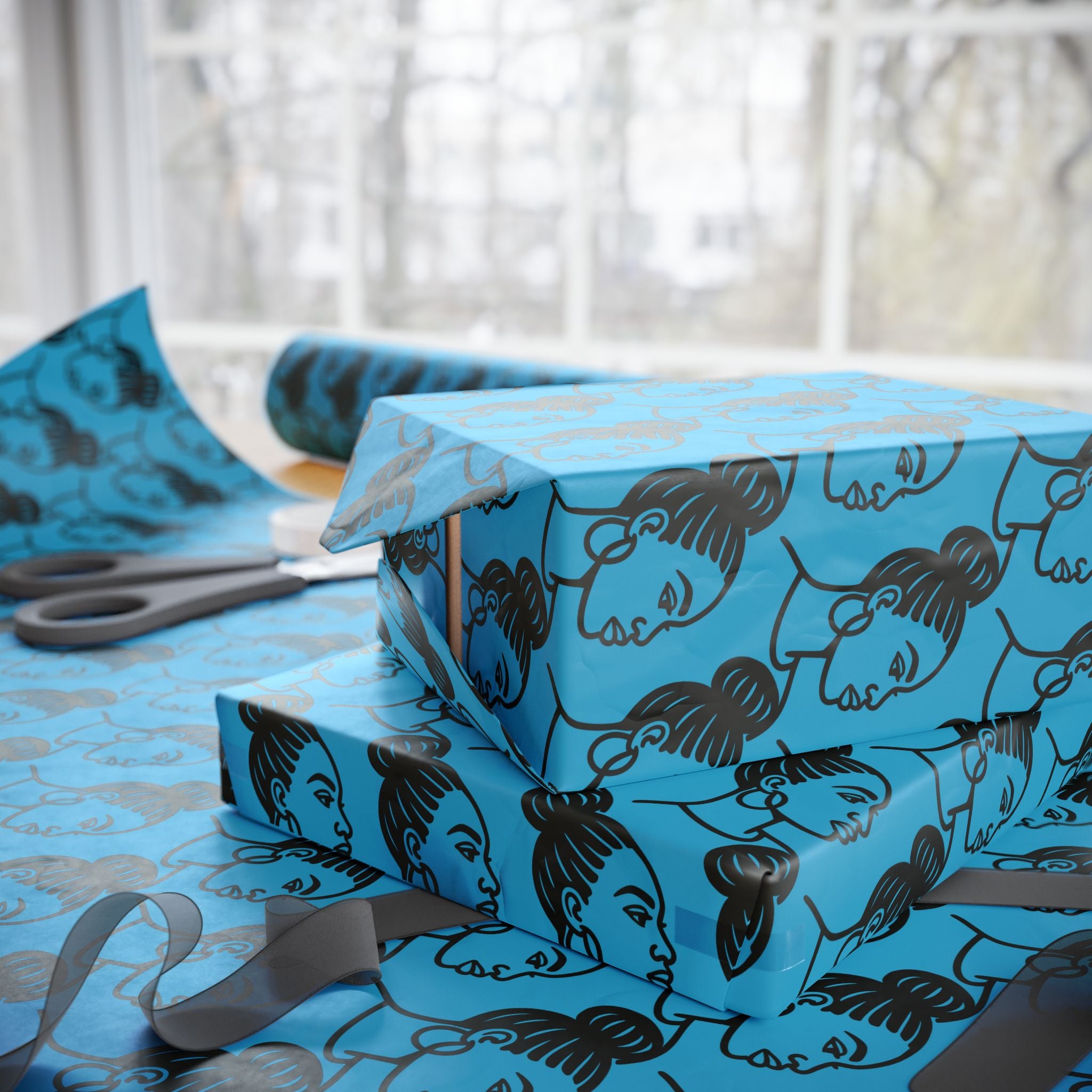 'High Bun' Blue Wrapping Paper