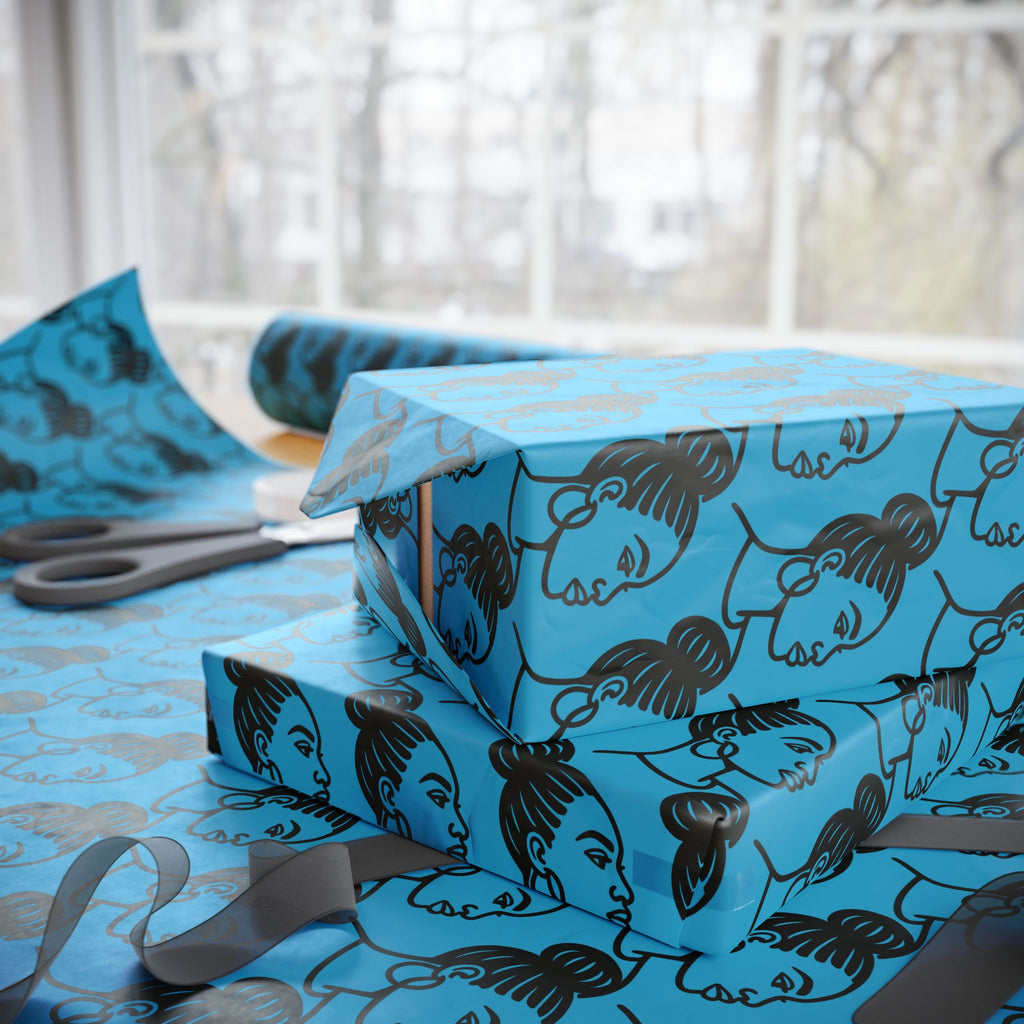 'High Bun' Blue Wrapping Paper