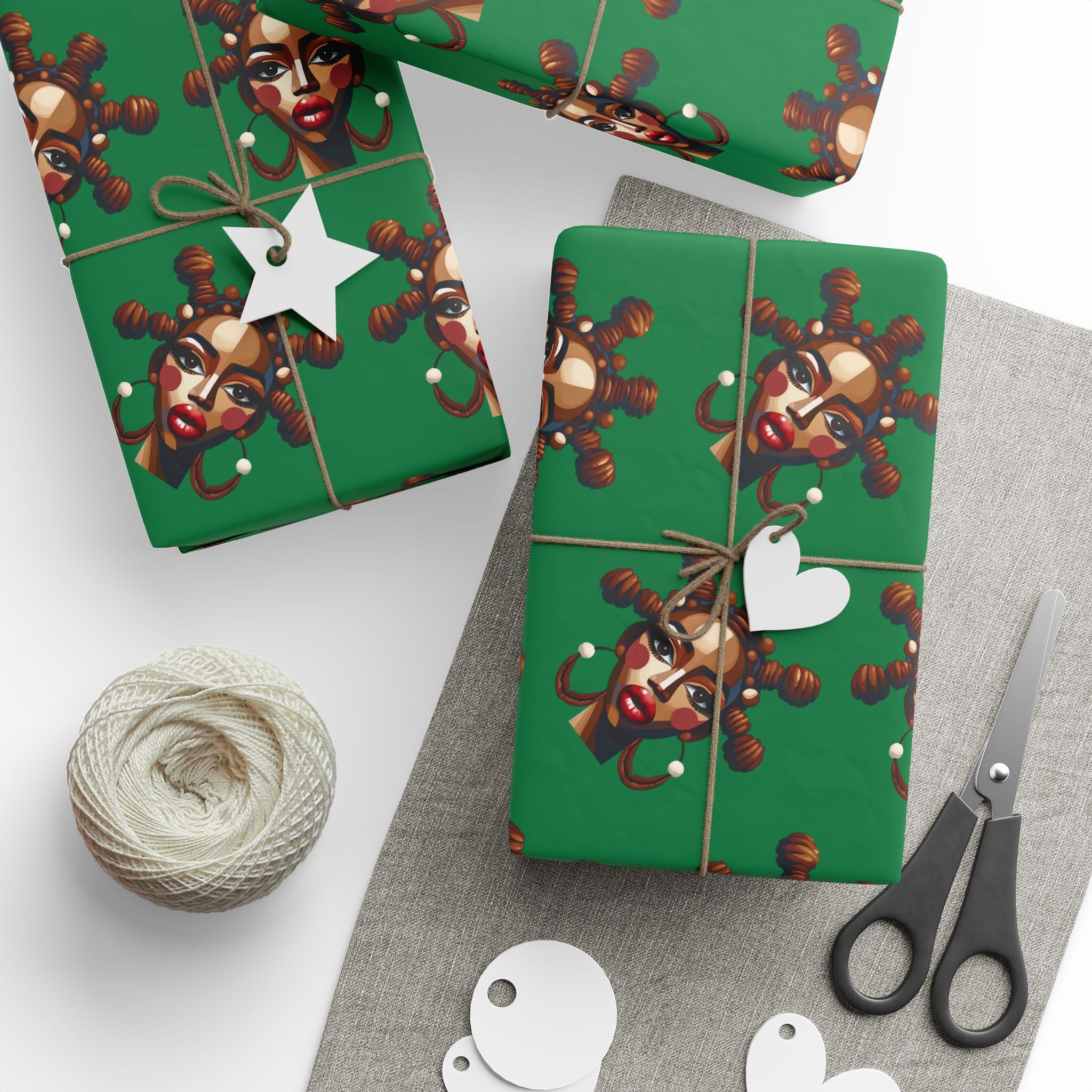 'Bantu' Green Gift Wrapping Paper Roll