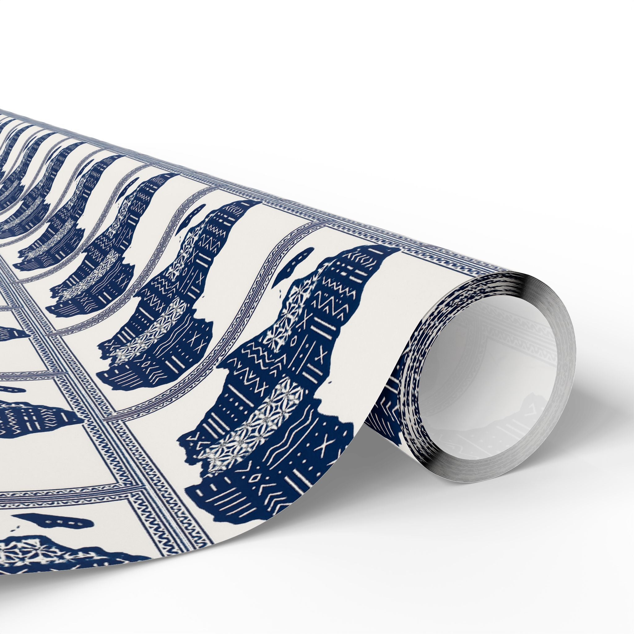 Africa Blue Printed Wrapping Paper