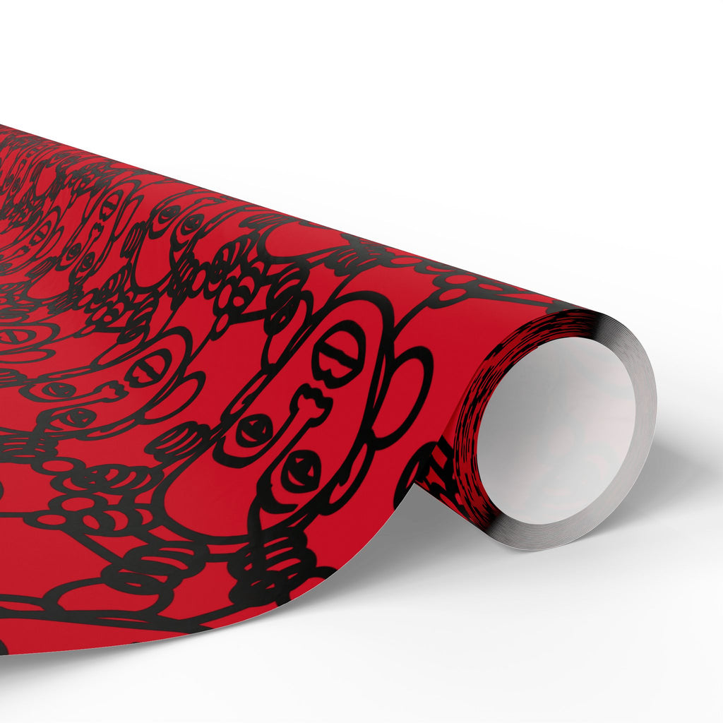 Bantu Crown - Red -Wrapping Paper, Holiday Gift Wrap