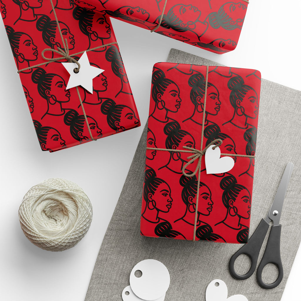 'High Bun' Red Wrapping Paper