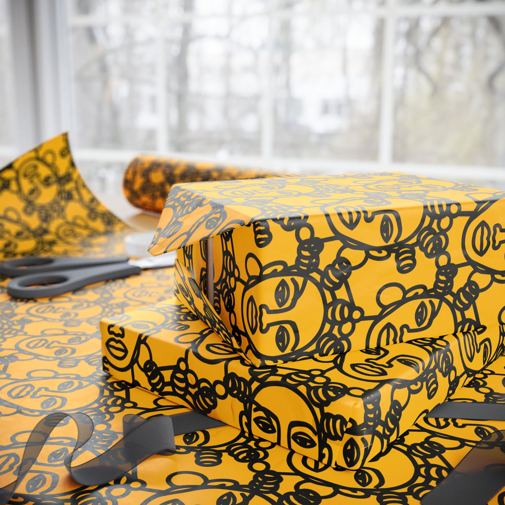 Bantu Crown - Yellow -Wrapping Paper, Holiday Gift Wrap
