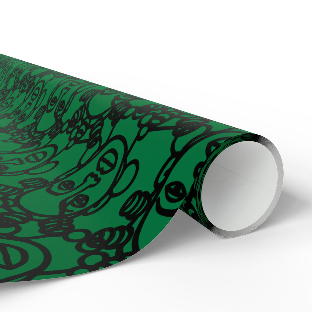 Bantu Crown - Green -Wrapping Paper, Holiday Gift Wrap